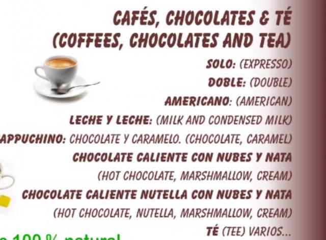 Cafe, Te, Chocolate Caliente