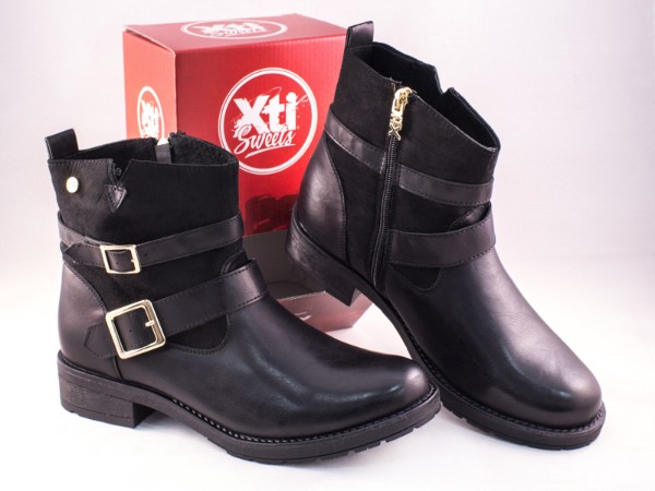 Bota Xti caña baja con dos Hebillas- Mujer
